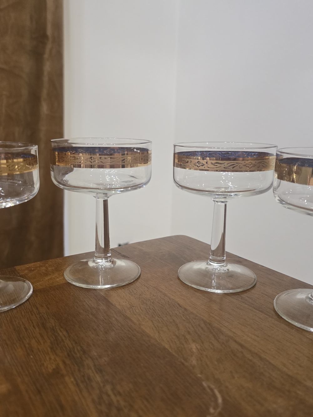 Set Of 4 Vintage Midcentury Modern Martini Sorbet Gold Encrusted Mint